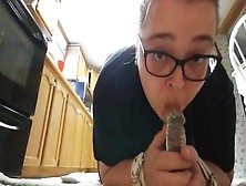 Chubby Girl Sucks In The Kitchen Cuffed