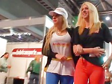 Street Candid Video With Sexy Blonde In Red Pants