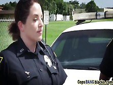 Two Busty Cop Bitches Arrested And Fucked Black Guy Outdoor