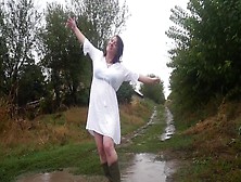 Fine Milf Jodie B Haive Dances Outside In The Mud