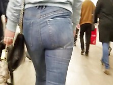 Girl Ass In Tight Jeans In The Morning