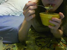 Girl Enjoys Eating Scat Custard And Pudding