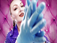 Asmr Video Hot Sounding With Arya Grander - Blue Nitrile Gloves Fetish Close Up Video