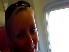 Couple Airplane Sex Play - He Cums