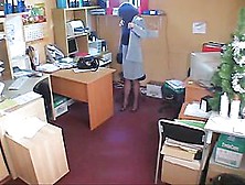 Hidden Cam Brunette In Office