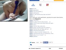 French Teen Plays On Webcam In Bath