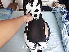 Wearing My New Cow Dress - Behind Slapped By A Humongous Prick