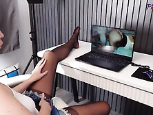 Milf Sucking Camera Man's Cock After Watching Pantyhose Porn