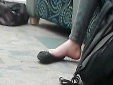 Amazing Shoeplay In Library