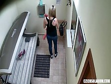 Amateur Czech Blonde Gets Caught Masturbating In The Solarium On Hidden Cam