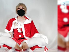 Merry Christmas / Happy Holidays! Femboy Crossdresser Got A Big Dildo! Riding It And Shoot Huge Cum!