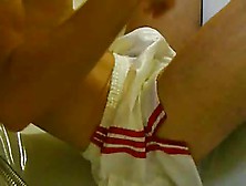 In Adidas Nylon Satin Short White With Red Stripes (Wet)