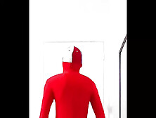 Having Fun At Home Wearing A Red Zentai Suit.  I Love It !
