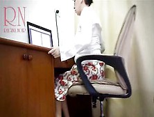 Woman Secretary Getting Banged! With A Vibrator.  Concealed Camera Into The Office
