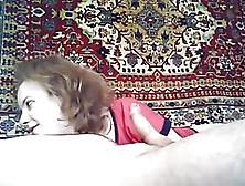 Beautiful Russian Girl Fuck On The Background Of The Carpet
