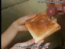 Asian Girl Eays Sticky Sperm On Her Toast