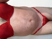 Special Red Lace Thong And Bra With Cock Ring And Butt Plug