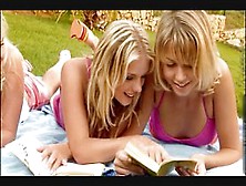 Three Beautiful Young Blonde Lesbians In The Garden
