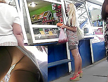 Public Upskirt With Hot Blonde Filmed In The Market
