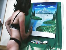 Drawing Painting Into Goddess Ebony Bikini