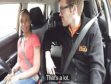Fake Driving School Black Learner With Gigantic Boobs
