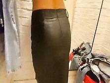 Mistress Trying New Leather Clothes Into Changing Room But Couldnt