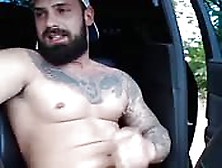 Delicious Bearded Dude Masturbating In His Car