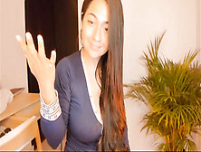 Nice Brunette Strips On Webcam