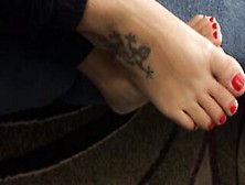 Mom Shows Her Babe Toes With Red Nail Polish, Waiting For Someone To Lick Them.....
