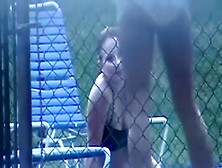 Neighbour's Hawt Girlfriend Acquires Caught On Camera In Her Swimming Pool