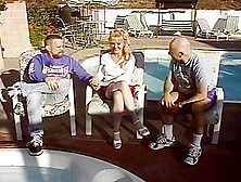 Mrs.  L.  Boyer Gives A Poolside Blowjob To John And Dave