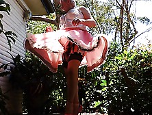 Sissy Ray Outdoors In Pink Sissy Dress