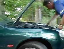Couples Finds A Way To Pass Time In Woods With Car Trouble