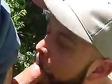 Hairy Bearded Cocksucker Cruising In The Woods And Draining A Big Cock