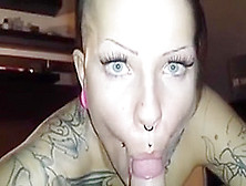His Cock Is Devoured By Tattoed Lady With Huge Boobs