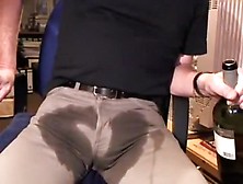 Pissing While Drinking In Tight Grey Lewis501,  Bulging.