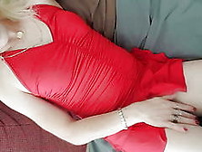 Lady In Red...  Hot Tranny Cumshot With Fingers In Ass !!