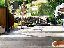 I Take A Cold Shower In My Garden And Get Sun Dryed
