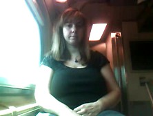 Buxom Girl Shows On Train
