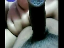 The Camera Is Up Close As She Sucks On His Cock