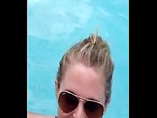 Oral Sex In Public Pool By Blonde,  Recorded On Mobile Phone