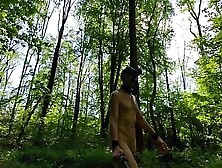 Naked Gay Pig Slave Exposed In Penis Cage Outdoor Public Hiking In The Woods