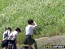 Japanese Teens Peeing In The Grass