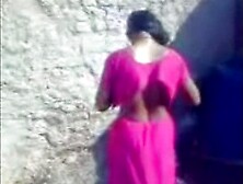 Sexy Desi Neighbor In Pink Saree Showing Her Cute Boobs [Lrg]