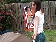 Small Titted Ex-Gf Showering Outdoor In Pov