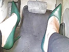 Feet Pressing Pedals In Green Pointed Elf Scarpins