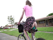 19Yo Alex Blake Rides The Bike And Flashes Her Ass