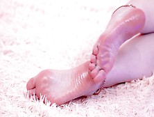 Alluring Yummy Pink Oil Feet.  4K Foot Bizarre Film.  Size 10 Feet Barefoot.
