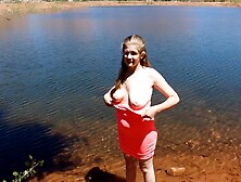 Hot Stepmom Standing In A Pond