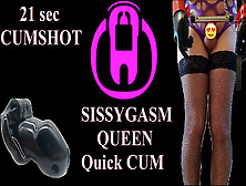 Sissy Training - Quick 21 Sec Cumshot - Cumming Only In Chastity Cage For 3Th Time And Got Big Sissygasm